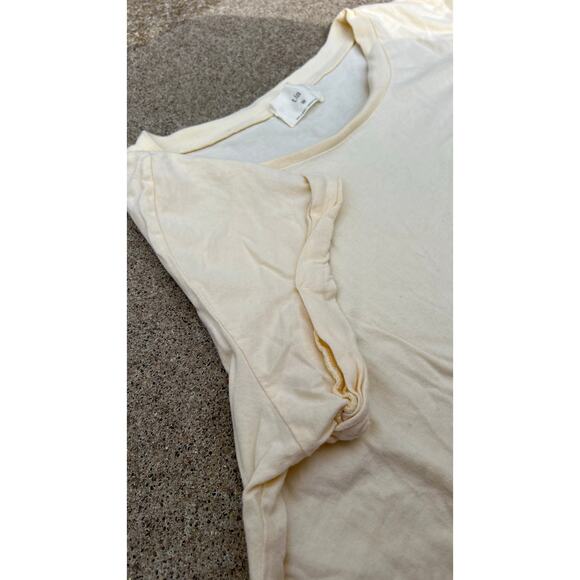 T.La Anthropologie Women Size Medium Pale Yellow Basic Short Sleeve Tee Shirt - Picture 3 of 6